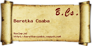 Beretka Csaba névjegykártya